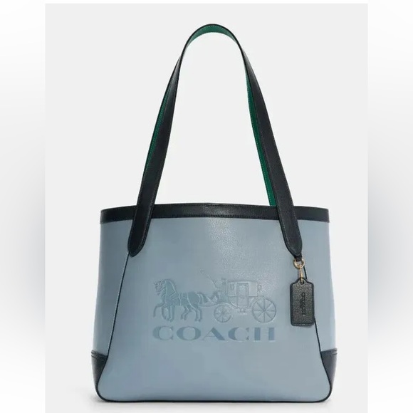New Coach C5676 Tote in Colorblock with Horse and Carriage Leather Twilight - Picture 1 of 4